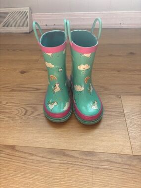 Blue Mountain Kids Unicorn Rain Boots in Teal & Pink